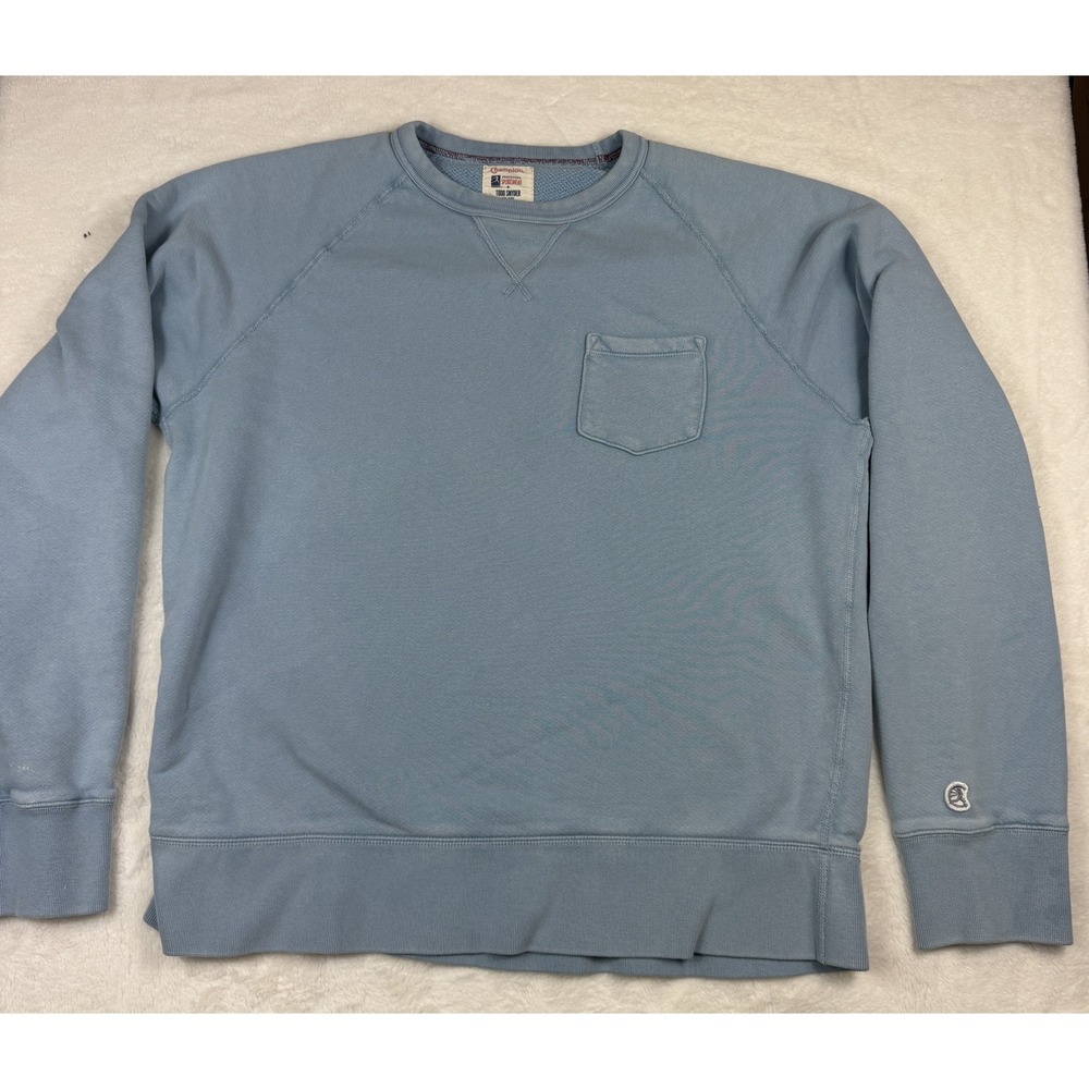 Champion x Todd Snyder Blue Pocket Crewneck Sweatshirt XL Cuff Marks